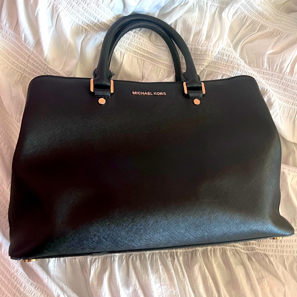 Michael Kors large Savannah black satchel with original box